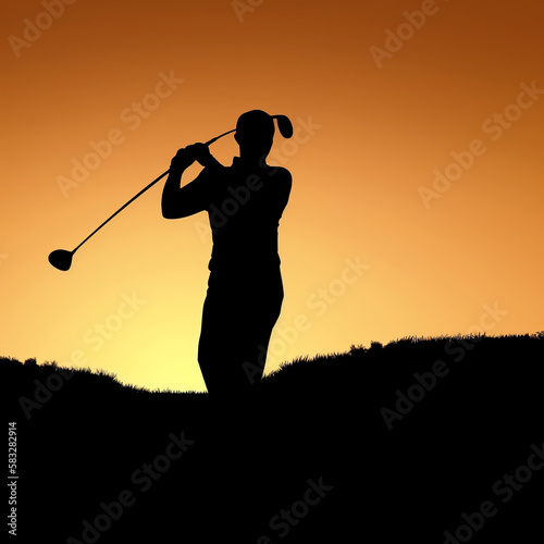golf, silhouette, sunset, sky, sun, nature, people, golfer, woman, sunrise, sport, child, joy, freedom, grass, fun, active, landscape, happiness, dusk, black, outdoors, success, generative ai © Eugene