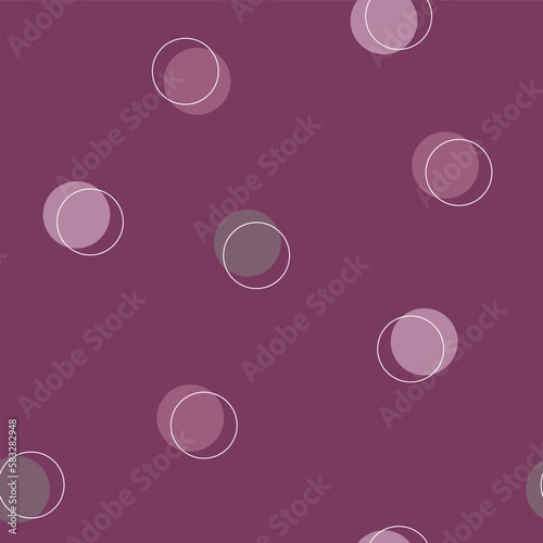 Vector purple circles with silhouettes repeating pattern background. 