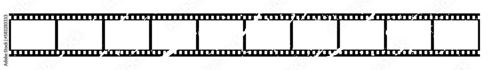 Vintage style 35mm film strip retro vintage vector design with 10 frames on white background. Retro film reel symbol illustration to use in photography, television, cinema, photo frame.