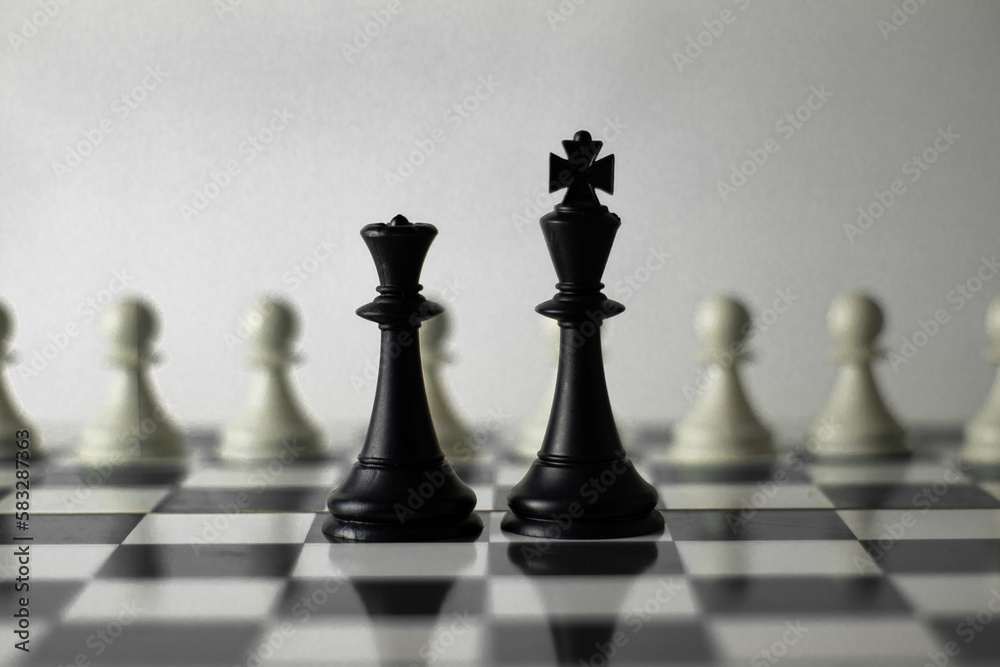 Chess game with white background.