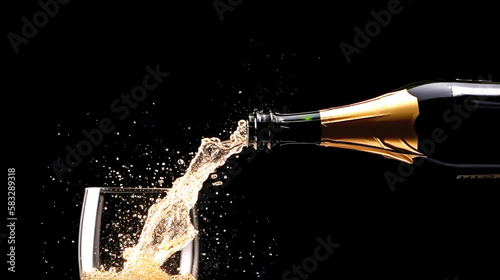 champagne pouring into a glass. generative AI © ReisMedia
