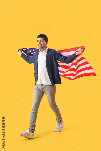 Young man with USA flag on ...