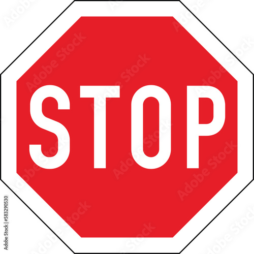 German, Austria and Swiss road traffic Stop sign from the vienna convention. German traffic sign stop on checked transparent background. Vector illustration. Eps 10 vector file.