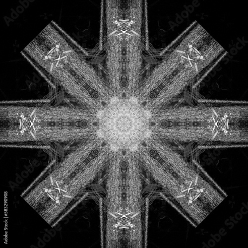 Black and white kaleidoscope seamless to a star shape 