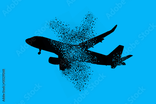 Commercial aircraft overflying the sky and arriving at airport