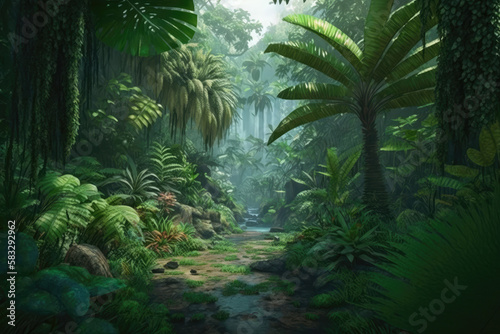 tropical forest in the jungle- made with generative ai