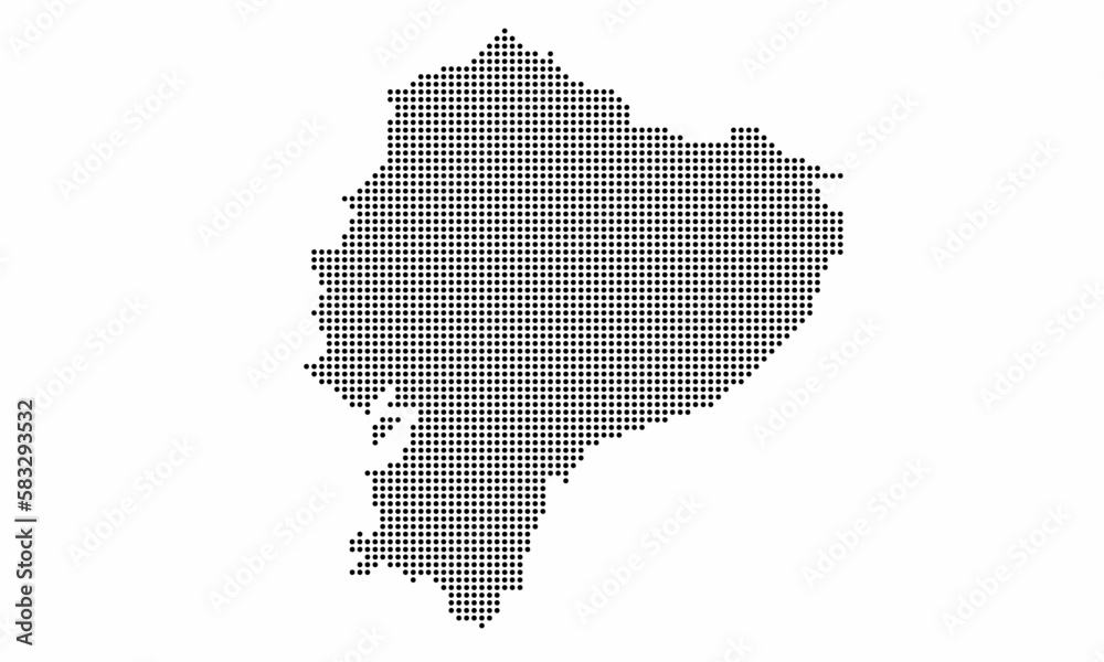 Ecuador dotted map with grunge texture in dot style. Abstract vector illustration of a country map with halftone effect for infographic. 
