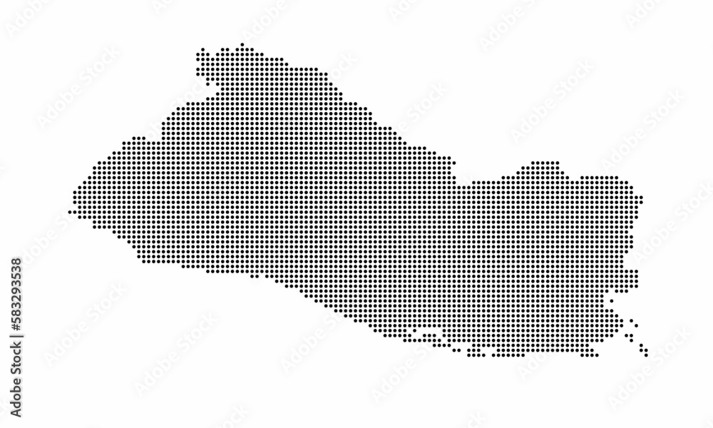 El Salvador dotted map with grunge texture in dot style. Abstract vector illustration of a country map with halftone effect for infographic. 