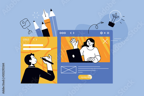 Vector illustration of web design, graphic design. Creative concept for web banner, social media banner, business presentation, marketing material.