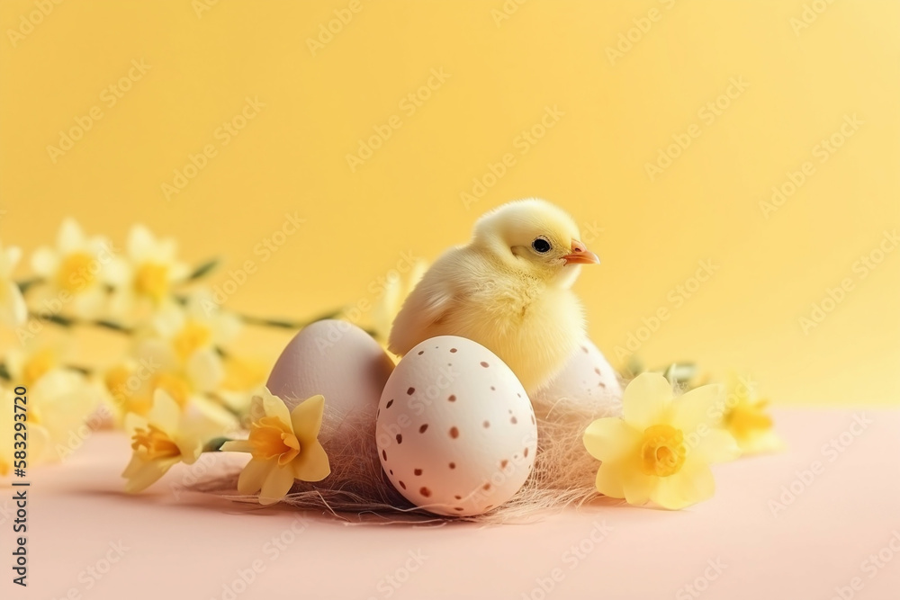 easter eggs and chickens, Generative AI