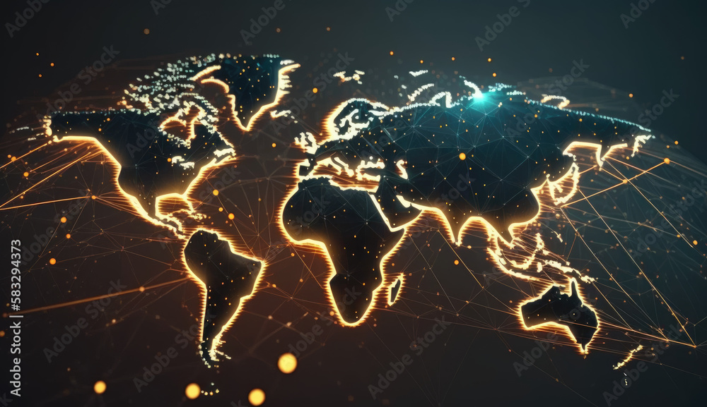 Fototapeta premium Global Connection Future Technology Web3 Web of Connection Fiber 5G Intenet Generative AI