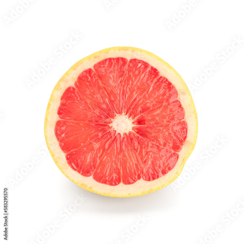 Half of juicy grapefruit on white background