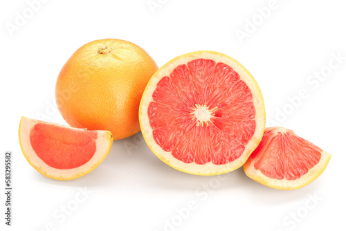 Juicy grapefruits isolated on white background