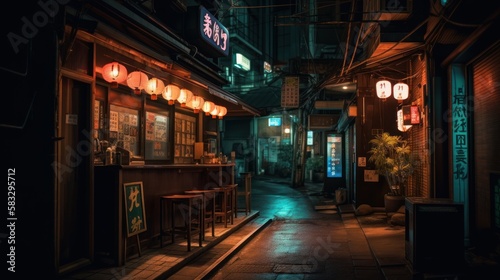 Foodie Adventures: Exploring Japan's Ramen Houses at Night, GENERATIVE AI ©  freeprompt