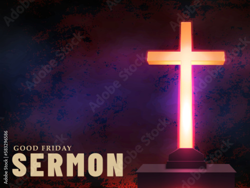 Fototapete Good Friday background with a glowing Christian shrine