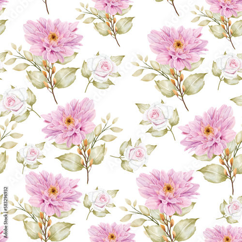 floral summer seamless pattern illustration