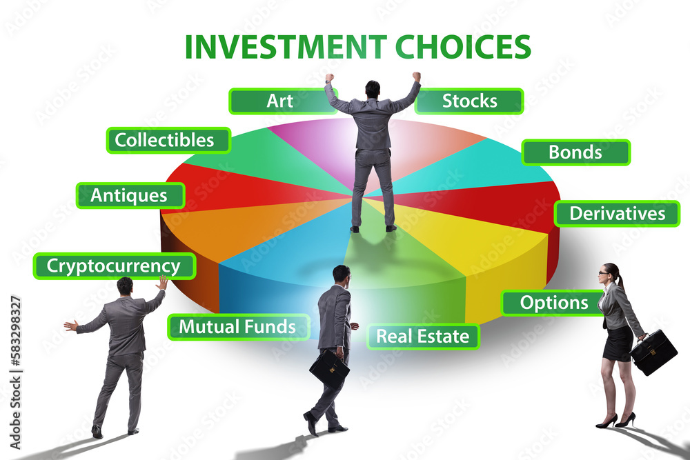 Concept of various financial investment options Concept of various financial investment options