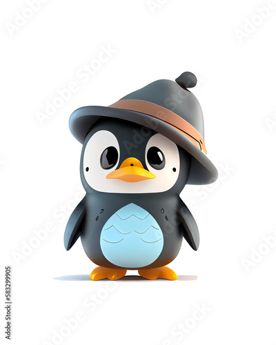 3D illustration of Cute Penguin character on white background, AI-generated.  © SNEHIT PHOTO