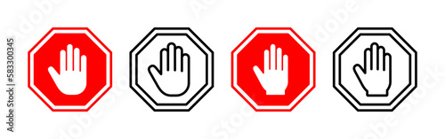 Stop icon vector for web and mobile app. stop road sign. hand stop sign and symbol. Do not enter stop red sign with hand