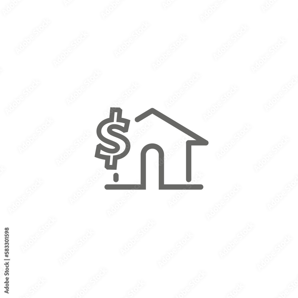 House icon with money dollar sign for real estate sell. House icon with money dollar sign for real estate sell.