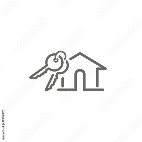 Icon of house with key for real estate.