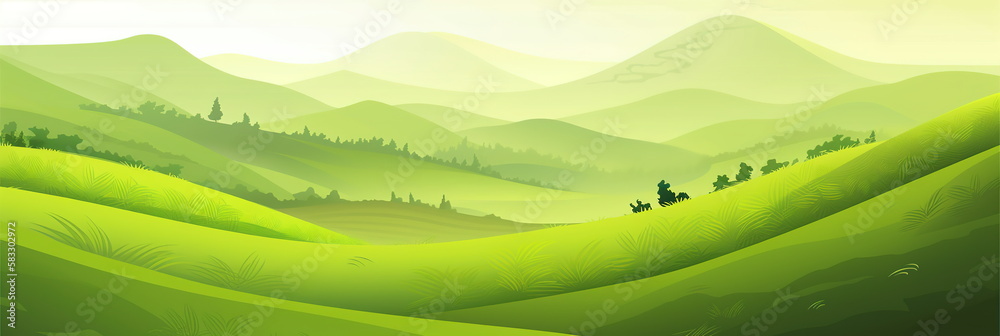 Obraz premium green grass and mountains