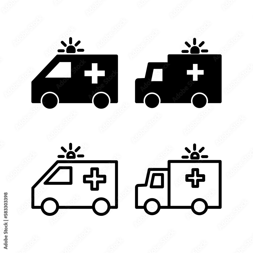 Fototapeta premium Ambulance icon vector illustration. ambulance truck sign and symbol. ambulance car