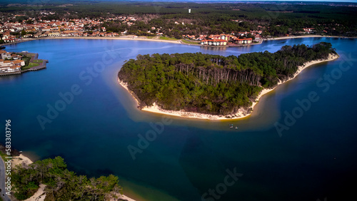 vue aérienne de l'etang de vieux boucau