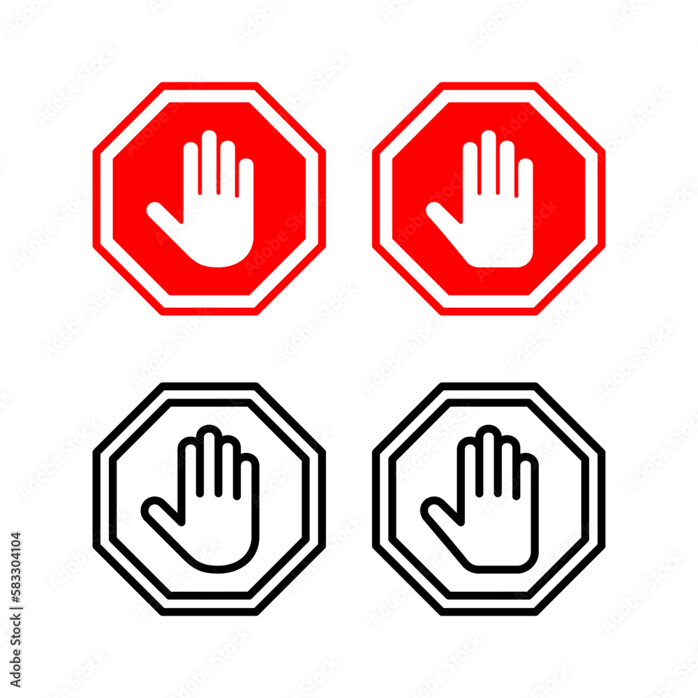 Stop icon vector illustration. stop road sign. hand stop sign and symbol. Do not enter stop red sign with hand Stop icon vector illustration. stop road sign. hand stop sign and symbol. Do not enter stop red sign with hand