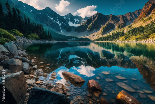 ポーランドのタトラ山脈と湖の美しい風景