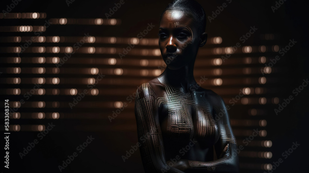 Portrait of a woman on a technological background. generative AI Portrait of a woman on a technological background. generative AI