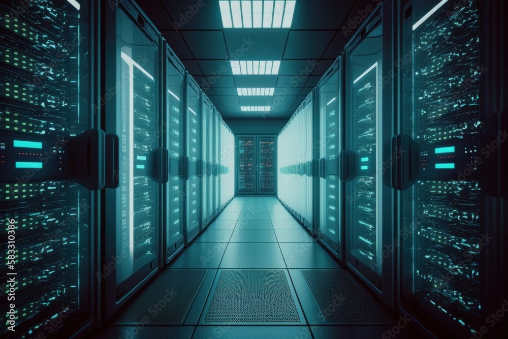 Modern Data center with computer servers. AI generated, human enhanced. Modern Data center with computer servers. AI generated, human enhanced.