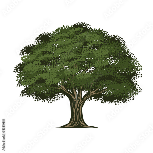 tree with green leaves. Simple logo, symbol, icon, illustration, vector