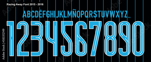 font vector team 2015 kit sport style font. football style font with lines. Racing font. academia .sports style letters and numbers for soccer team photo