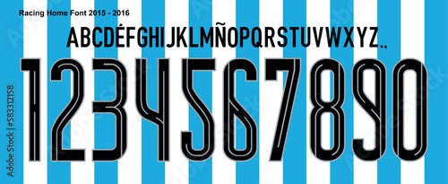 font vector team 2015 kit sport style font. football style font with lines. Racing font. academia .sports style letters and numbers for soccer team photo