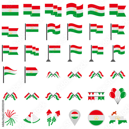 Free Download Tajikistan flags icon set, Tajikistan independence day icon set vector sign symbol - GFXLoad