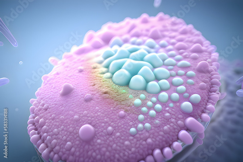 Microworld microbiological illustration of viruses or bacteria. Generative AI