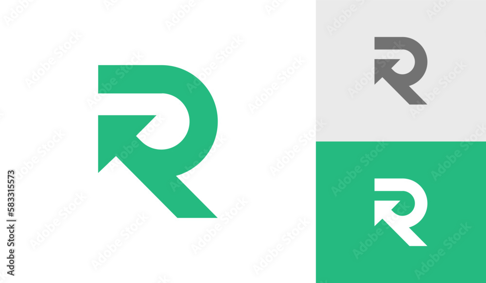 Letter R initial monogram with arrow symbol logo design vector Letter R initial monogram with arrow symbol logo design vector