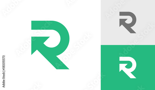 Letter R initial monogram with arrow symbol logo design vector