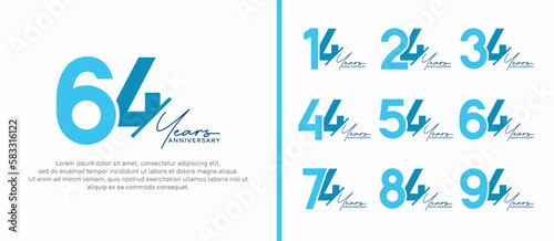 set of anniversary logo style blue color on white background for special moment