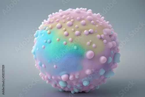 Microworld microbiological illustration of viruses or bacteria. Generative AI