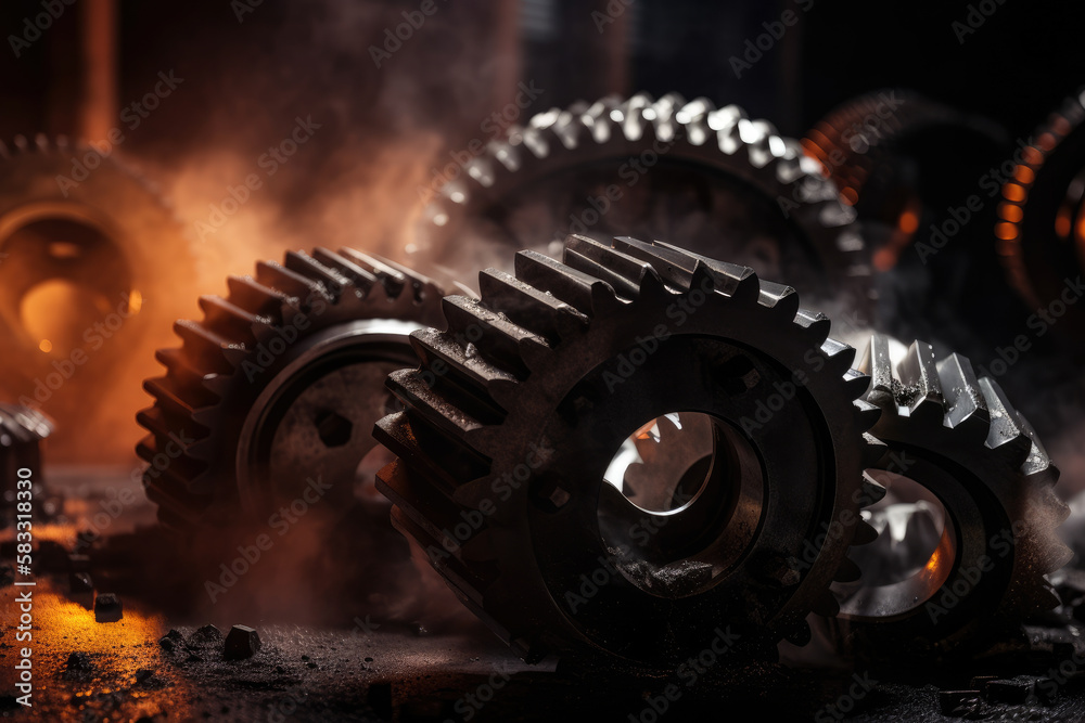 Φωτογραφία Steel gear wheels with sparks flying off the edges, illustrating the power of in