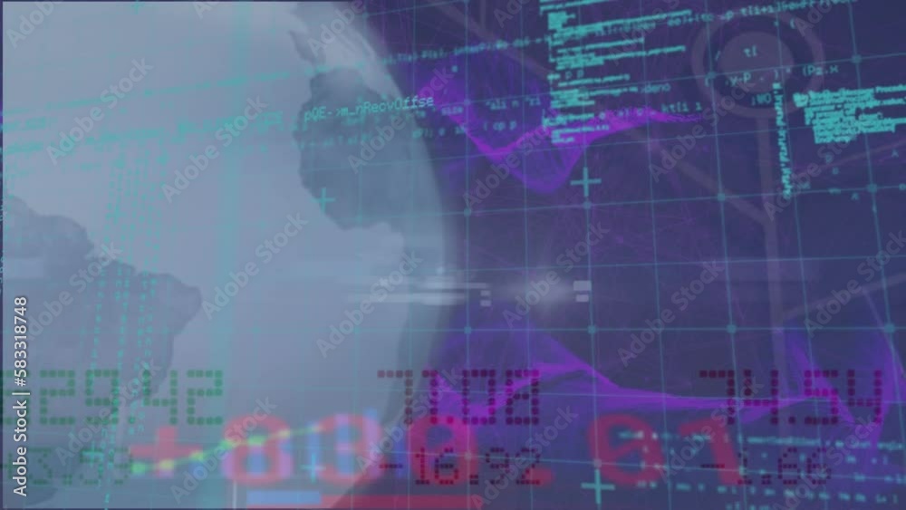 Animation of financial data processing over globe and networks Animation of financial data processing over globe and networks
