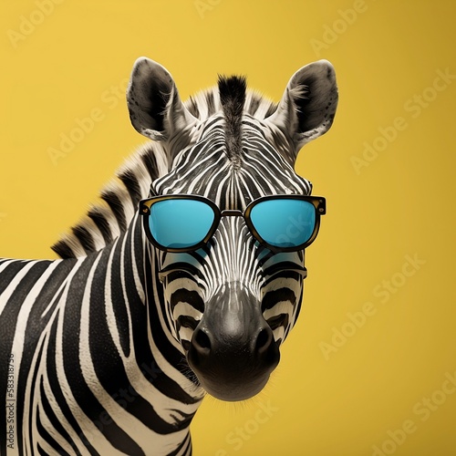 Portrait of a zebra with glasses