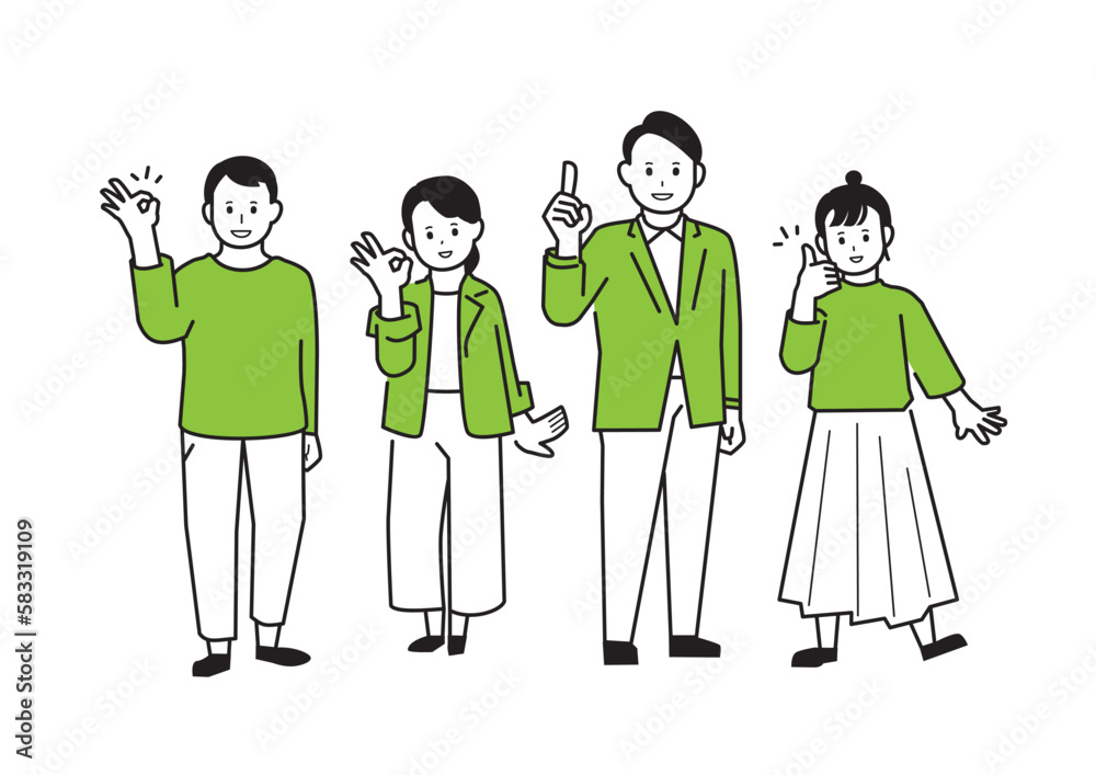 4 men and women illustration set line drawing ver 4 men and women illustration set line drawing ver
