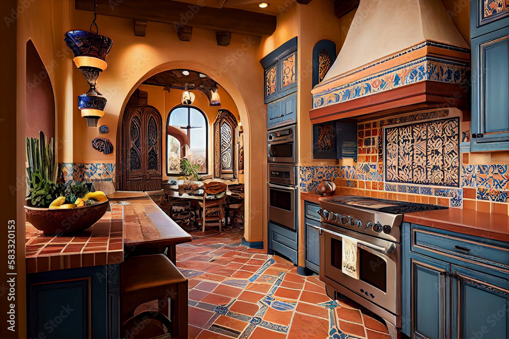 Interior design of a Mediterranean-inspired kitchen design that ...