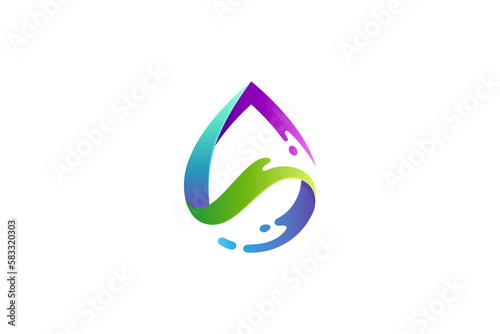 water drop and splash colorful 3D logo design photo