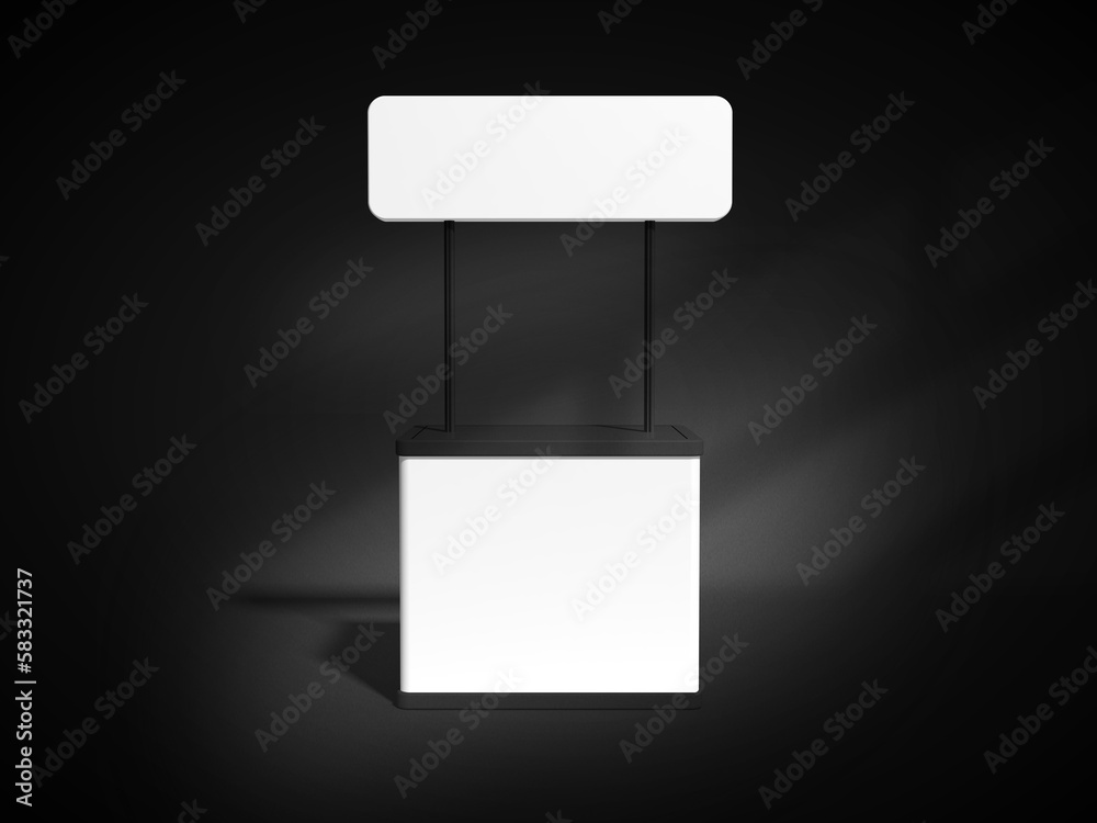 3D illustration . Tasting booth display isolated on black background. Black concept 3D illustration . Tasting booth display isolated on black background. Black concept