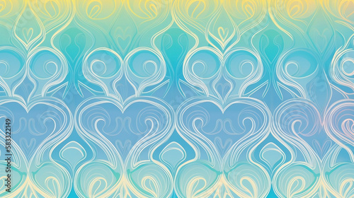 Abstract yellow and light blue background with heart shapes 