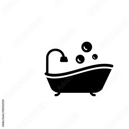 Bathtub icon vector logo design template flat style
